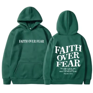 Sudadera con Capucha para Hombre OEM Faith Over Fear, 100% Algodón Tejido, Corte Regular, Informal, con Bolsillo, Impresión Serigráfica, para Otoño - Product Image 2
