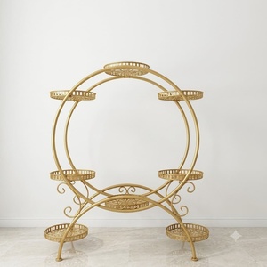 Support de plantes circulaire moderne en fer forgé avec revêtement époxy, 8 pots, pour intérieur et extérieur, support de pot de fleurs en métal, décoration de jardin - Product Image 1