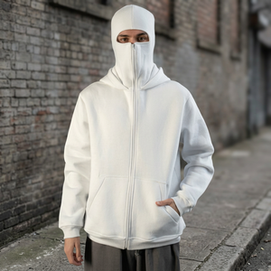 Sudadera Blanca de Cuello Redondo para Hombre con Diseño de Mascarilla, Ajuste Holgado, Tejido de Algodón, Estampado Digital, Ropa Casual de Otoño - Product Image 5