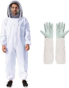 Combinaison d'apiculteur blanche, protection intégrale, voile amovible, capuche ventilée, respirante, coupe ample, vêtement de sécurité en polyester surjeté - Product Image 1
