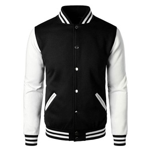 <b>Genuine</b> <b>Leather</b> Varsity <b>Jackets</b> Stand Collar Letterman College Baseball <b>Jacket</b> Manufactured in Pakistan Competitive Price - Product Image 1