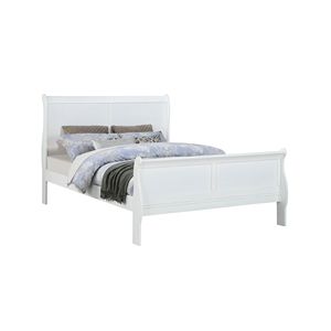 <b>Queen</b> <b>Size</b> Louis Phillipe Solid Wood Sleigh <b>Bed</b> White Bedroom Furniture 1pc <b>Bed</b> - Product Image 1