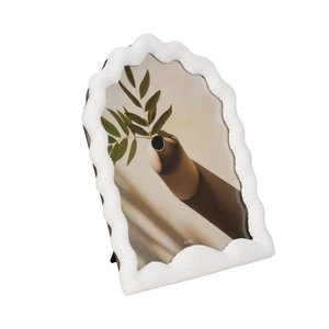 Cadre photo arqué ondulé blanc nordique avec bordure texturée et volantée, pour table, décoration esthétique de la maison - Product Image 6