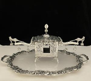 Nouvel arrivage de plateau ovale fait main avec statue de palki pour la décoration intérieure ensemble de plateaux servant des cadeaux de mariage Palki pour la décoration intérieure - Product Image 1