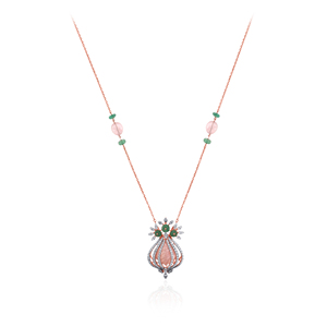 Pendentif en or rose 14 carats avec diamants de laboratoire taille brillant rond, bijou tendance pour femme, idéal au quotidien - Product Image 1