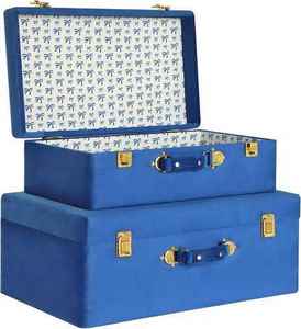 Juego Premium de 2 Baúles Metálicos con Diseño Martillado para Almacenamiento en el Hogar, para Ropa y Joyería, Baúl Portátil con Acabado Dorado - Product Image 2