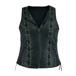 Veste en cuir pour femme, prix d'usine en gros, veste en cuir de haute qualité, veste sans manches douce pour femme, veste de motard pour la conduite à moto - Product Image 1