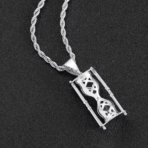 Collier pendentif en laiton personnalisé en forme de sablier, style Hip Hop, entièrement serti de strass, pour femmes et hommes - Product Image 2