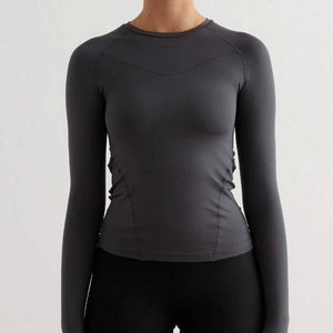 Camiseta de Yoga, Absorbe la Humedad, Compresión, Ajuste al Cuerpo, Alta Elasticidad, Ropa Deportiva Transpirable, Manga Larga, Ropa de Fitness - Product Image 1