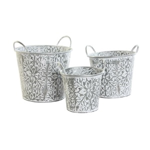 Juego de dos macetas vintage galvanizadas, de metal y hierro, personalizables en tamaño, forma y color, ideales para uso en jardinería. - Product Image 6