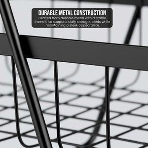 2 Tier Metal Fruit <b>Basket</b> Stand Black Iron Wire <b>Storage</b> Rack for Kitchen Countertop - Product Image 4
