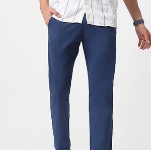 Pantalones Chinos de Moda de Cintura Alta, Calidad Premium, Ajustables, Color Azul Liso, Pantalones Chinos Deportivos de Sarga de Algodón - Product Image 6