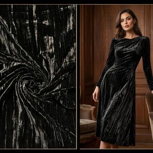Crushed Velvet Fabric Mechanically Pressed Lustrous Crinkled Texture Multidimensional Shimmer Resilient Luxury Textile - Product Image 4