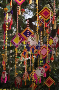Guirlande de décorations multicolores en laine faite à la main, écologique, pour cerf-volant, mariage, Haldi, Mehndi, Sangeet, toile de fond, maison - Product Image 5