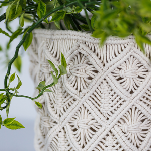 Panier à plantes en coton fait main JNC Macrame, couvre-plante décoratif et rangement - Product Image 4