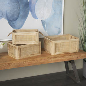 DreamCraft Set of 3 Vietnam <b>Woven</b> <b>Baskets</b> for Home Decor Elegant Storage Solution - Product Image 2
