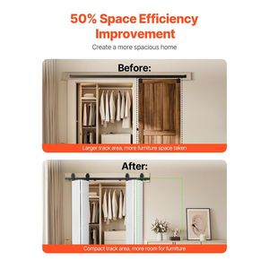 Kit Binario per Porta Scorrevole a Soffietto 60 Pollici, Montaggio Superiore, Resistente, Installazione Facile, Scorrimento Fluido e Silenzioso, Porta a Soffietto Premium - Product Image 3