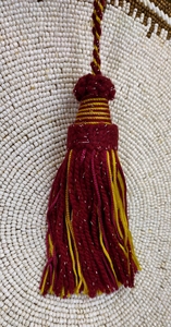 Red and Gold <b>Tassel</b> Decorative Fringe <b>for</b> Green Velvet Furniture - Product Image 5