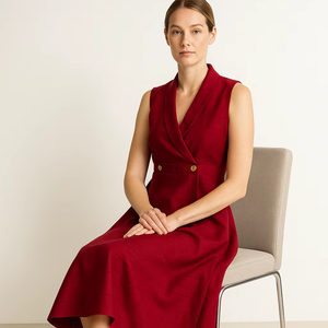 Robe en polyester bordeaux élégante et confortable pour occasions décontractées et semi-formelles, disponible en tailles M, L, XL, XXL - Product Image 5