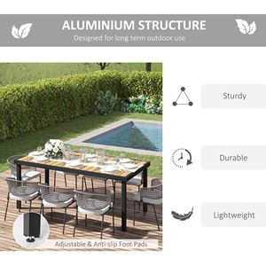 "Aluminum Frame 8-Person Rectangular Patio <b>Table</b> with HDPE Wood Top & Non-Slip Foot Pads" - Product Image 5