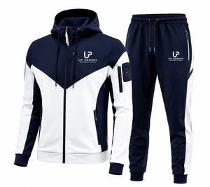 Custom Men's Hooded Tracksuit Set Full Zip Sportswear <b>Jogger</b> Sweat Suit Color Block Training Tracksuit OEM ODM - Product Image 1