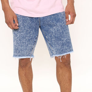 Pantalones Cortos de Mezclilla para Hombre Exoro Apparels, Cintura Media, Dobladillo Deshilachado, Estilo Vintage, Color Azul Claro, Algodón, Pierna Recta, Lavado Medio, Transpirables - Product Image 4