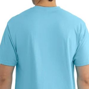 T-shirt décontracté bleu ciel pour homme, col rond, manches courtes, en coton doux, coupe ample, léger et respirant, idéal pour l'été et le streetwear - Product Image 3