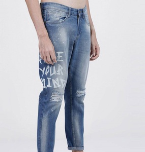 Vaqueros ajustados desgastados de estilo urbano a la moda para hombre, pantalones de mezclilla para hombre, fabricantes de pantalones vaqueros para hombre, personalizables. - Product Image 3