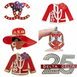 Broche Personalizable de la Hermandad Griega DST con Diseño de Logotipo de Capital <span class=keywords><strong>Delta</strong></span> 1913 en Esmalte Duro Exquisito - Product Image 1