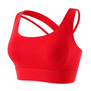 Sujetador deportivo de yoga para mujer al por mayor, personalizado, con espalda cruzada, tirantes dobles delgados y cierre de tres hileras de corchetes, soporte ligero - Product Image 2