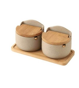 Recipiente con tapa de madera para cocina, café, granos, té, cereales, azúcar, galletas, almacenamiento de alimentos metálico - Product Image 4