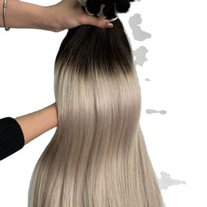 Venta al por mayor a granel para Ombre teñido Remy extensiones de cabello humano fuente de alta virgen recto trenzado trama paquetes - Product Image 6