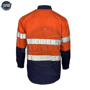 Custom Logo Cotton Road Coal Mechanic Industrial Construction <b>Worker</b> Security Reflective Safety Work <b>Shirt</b> - Product Image 3