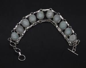 Agate German <b>Silver</b> Adjustable <b>Bracelet</b> Natural Agate Gemstone <b>Cuff</b> Handmade Fashion Jewelry - Product Image 1
