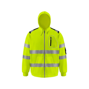 Sudadera con capucha de seguridad unisex transpirable de alta visibilidad con logotipo personalizado, reflectante, con cremallera completa, para detección de agujas, talla OEM - Product Image 1