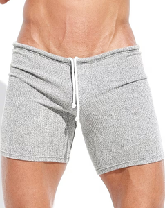 Men Knitted Solid Color Casual Loungewear Shorts Mid Rise Soft Polyester/Cotton Blend Breathable Summer - Product Image 3