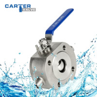 Válvula de bola aislada de acero inoxidable forjado de paso completo tipo wafer con palanca, antiobstrucción, para sirope, alimentos, agua caliente, con certificación CE