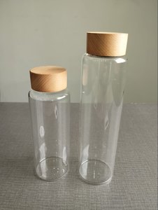 Botella de Agua de Vidrio Transparente de Gran Capacidad (500ml/750ml) con Marcador de Tiempo, Portátil, para Estudiantes, para Beber Directamente - Product Image 1
