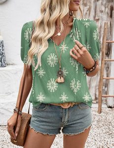 เสื้อผู้หญิงคอวีผูกเอวทรงชาวนา แขนพองหลวมๆ สไตล์ลำลอง เหมาะสำหรับใส่ไปเที่ยวทะเลช่วงฤดูร้อน - Product Image 4
