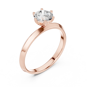 Bague solitaire Art Déco en acier inoxydable plaqué or rose Vinson Project avec moissanite de laboratoire à 6 griffes et bord biseauté GRA - Product Image 2