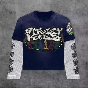 T-shirts graphiques à manches longues, t-shirts à manches longues double couche, t-shirts personnalisés en gros pour hommes - Product Image 6