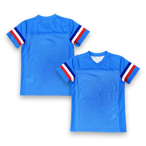 เสื้อยืดสปอร์ตแขนสั้นสีน้ำเงิน คอวี ทรงปกติสำหรับผู้ชาย ผ้าฝ้ายออร์แกนิค ระบายอากาศได้ดี ถักทอเป็นมิตรกับสิ่งแวดล้อม สีพื้นสไตล์วินเทจ - Product Image 2
