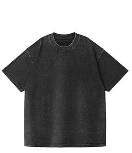 T-shirt décontracté noir personnalisé pour homme, effet vieilli, haute qualité, lavage à l'acide, style vintage, prix abordable - Product Image 1