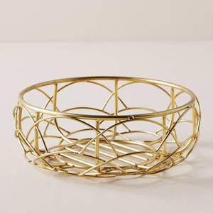 Mejores Ofertas: Cuenco Decorativo de Metal Dorado, Frutero Moderno de Alambre para Centro de Mesa y Decoración del Hogar, por Exportadores - Product Image 1