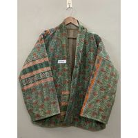 Veste kimono en patchwork 100% coton faite à la main, col châle, manches longues, écologique, pour femme