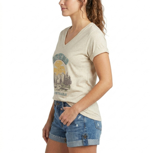 เสื้อยืดคอวีผู้หญิง Leave The Road Take The Trails พิมพ์ลายลำลองแขนสั้นผ้าฝ้ายเจอร์ซีย์ 100% ระบายอากาศได้ดีสำหรับฤดูใบไม้ผลิและฤดูร้อน - Product Image 3