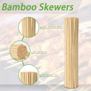 High Quality Bamboo <b>Skewers</b> for BBQ and Kebab Disposable Wooden Sticks Food Grade Eco Friendly Supplier - Product Image 4