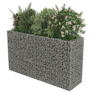 Fioriera Rialzata in Gabion in Acciaio Zincato Argento 70.9x19.7x39.4 pollici per Vasi e Fioriere - Product Image 4