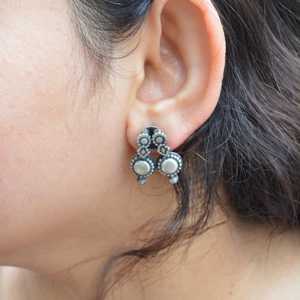 Meera Jaipur Nail Silver <b>Fashion</b> <b>Stud</b> <b>Earrings</b> Stylish and Elegant Accessory - Product Image 2