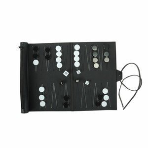 Portable <b>Backgammon</b> <b>Set</b> with Roll-Up Case Durable leather or PU Board Classic Design for 2 Players Includes Dice and Checkers - Product Image 2